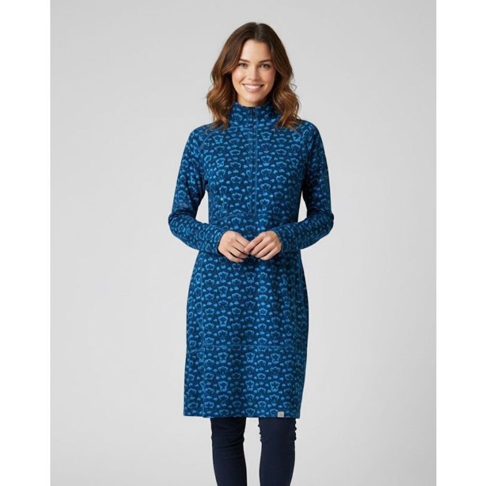 Title Nine Dress size L Blue Synergy Getaway Long Sleeve Mock Zip